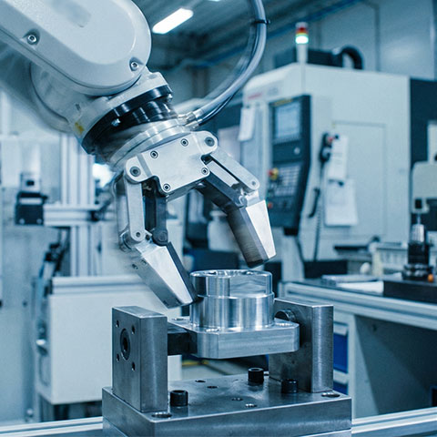 Robot loading a component into a fixture